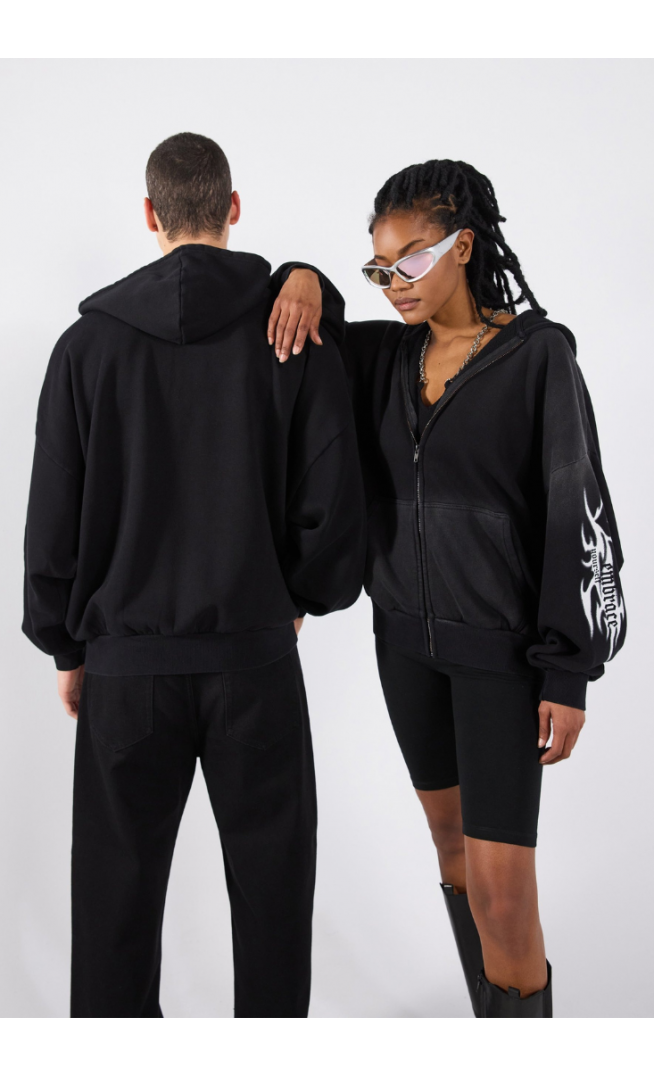 YOURTURN UNISEX - Zip-up sweatshirt - true black