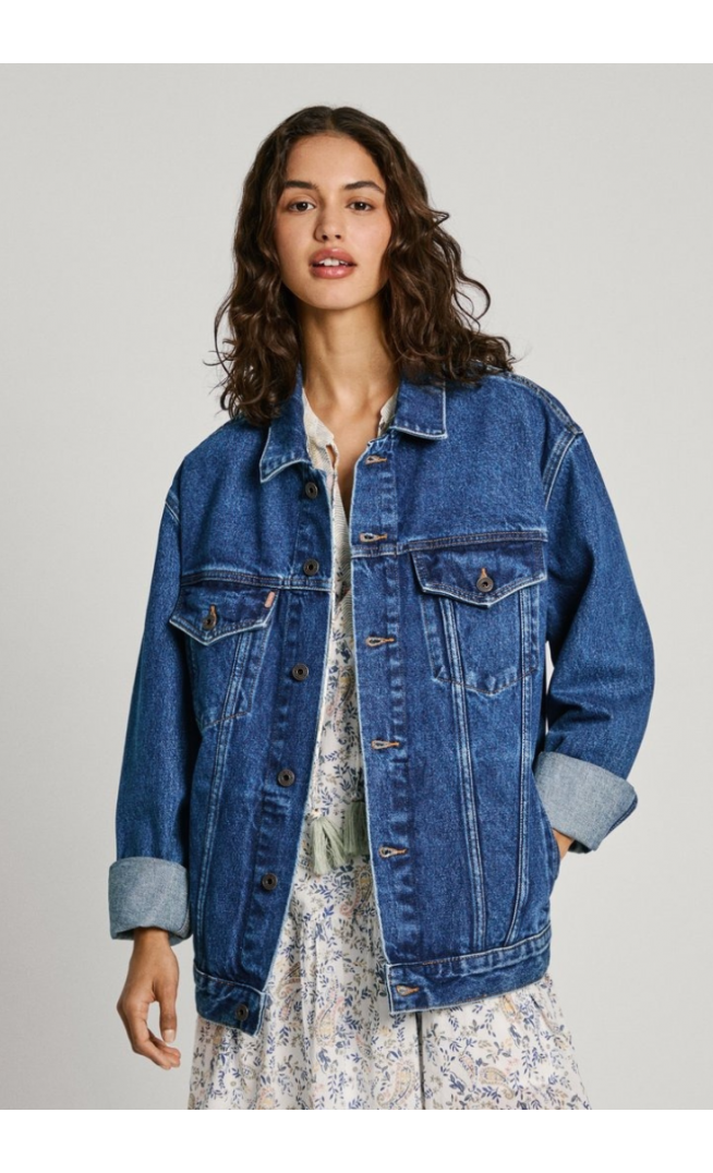 Pepe Jeans BOYFRIEND JACKET - dark-blue denim