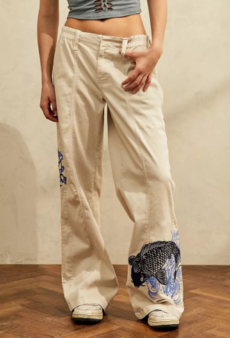 BDG Embroidered Ecru Y2K...