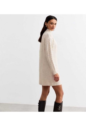 Cream Cable Knit Mini Dress