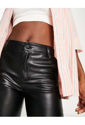 Pull&Bear straight leg faux leather trousers