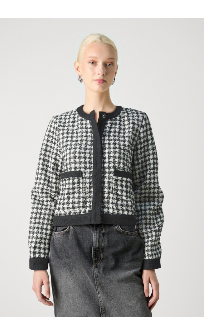 VILA VINUA CARDIGAN - Cardigan - black/white