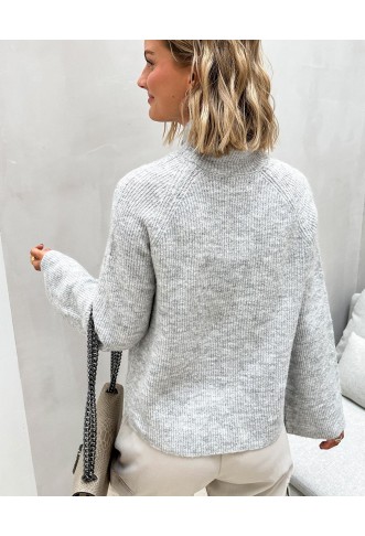 Pholine High-Neck Button Knit Pullover