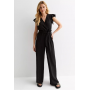 Black Textured Frill Wrap Jumpsuit