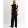Black Textured Frill Wrap Jumpsuit