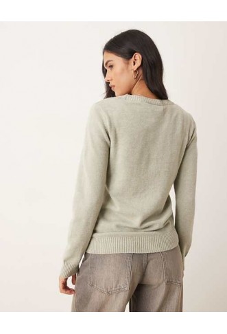 Vila o-neck knitted jumper in green