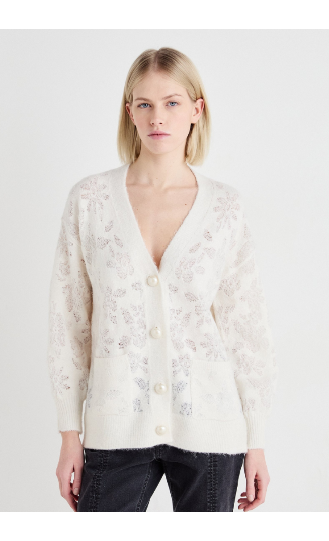 VILA VICOOPS VNECK CARDIGAN - Cardigan - birch