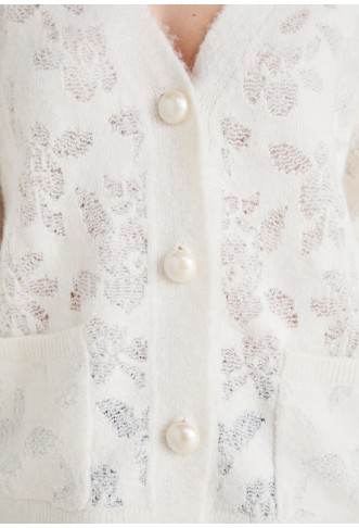 VILA VICOOPS VNECK CARDIGAN - Cardigan - birch