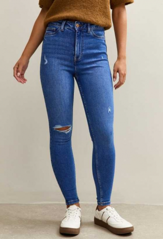 Petite Bright Blue Ripped...