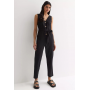 Black Sleeveless Button Through Jumpsuit
