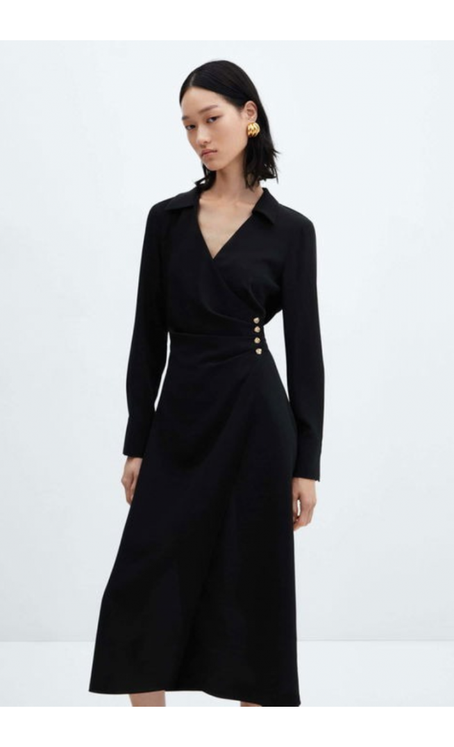 MANGO Buttoned Wrap Dress