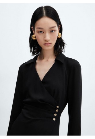 MANGO Buttoned Wrap Dress