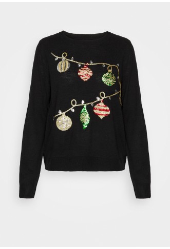 ONLY XMAS GLITTER LS ONECK EX - Jumper - black