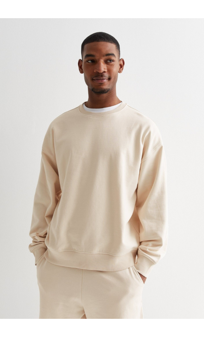 Off White Oversized Crew Neck Sweatshirt