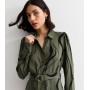 Green Swirl Buckle Belted Mini Shirt