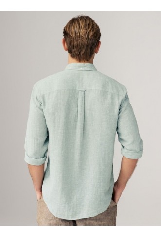 Sage Green Standard Collar Cotton Linen
