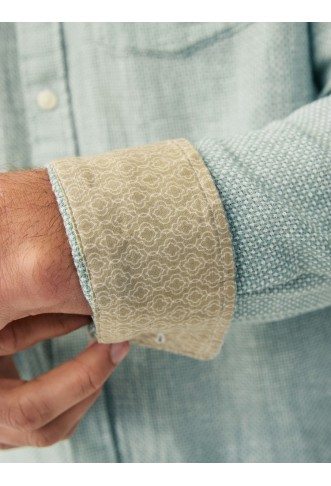 Sage Green Standard Collar Cotton Linen