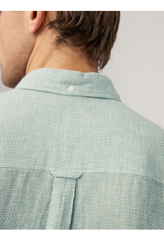Sage Green Standard Collar Cotton Linen