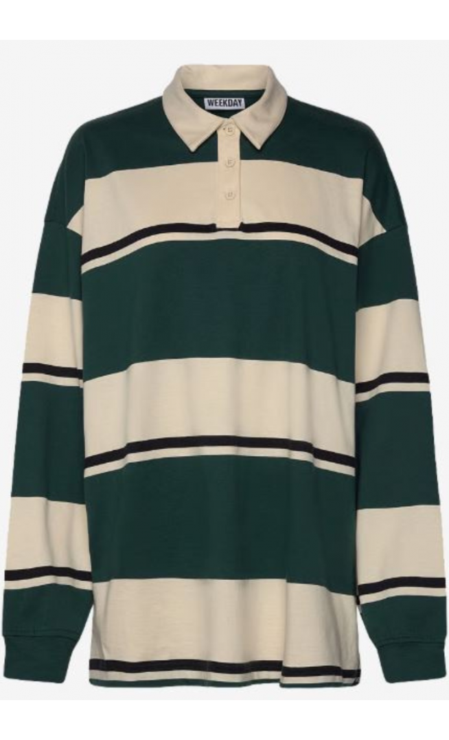 Weekday Striped Oversized Polo Shirt - Polo Shirts