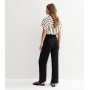 Black Double Cloth Wide Leg Trousers
