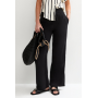 Black Double Cloth Wide Leg Trousers