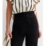 Black Double Cloth Wide Leg Trousers