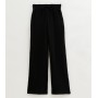 Black Double Cloth Wide Leg Trousers