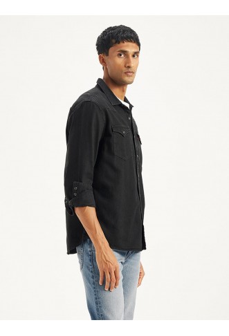 Men's Solid Regular Fit Denim Shirt