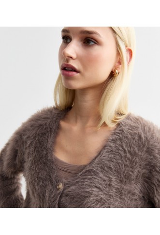 Mink Fluffy Button Up Cardigan