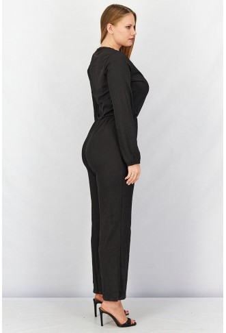 Women Overlap Detail Crepe Jumpsuit