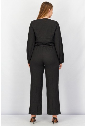 Women Overlap Detail Crepe Jumpsuit