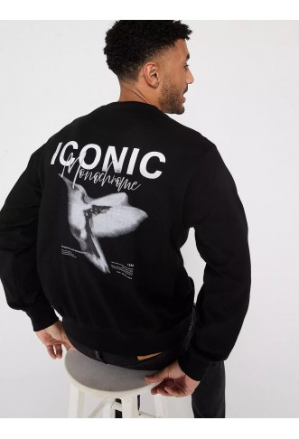 Jack & Jones Graphic Back Print Sweatshirt - Black