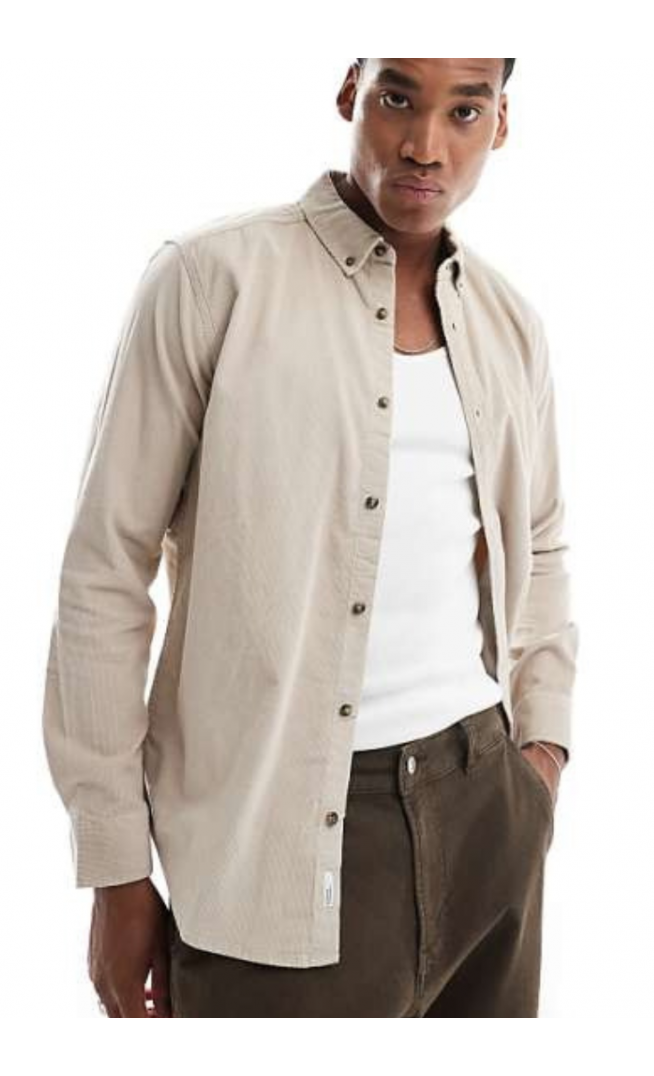 ONLY & SONS cord shirt in beige
