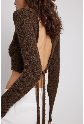 Wool Blend Knitted Open Back Sweater