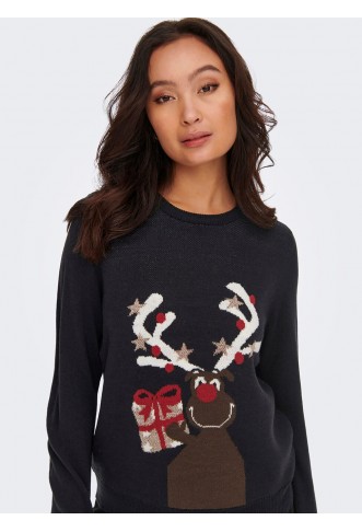 ONLY  Happy Christmas Lurex Crewneck Sweater