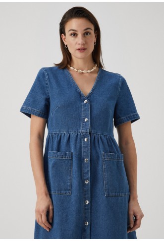ONLY MIDI DRESS - medium blue denim