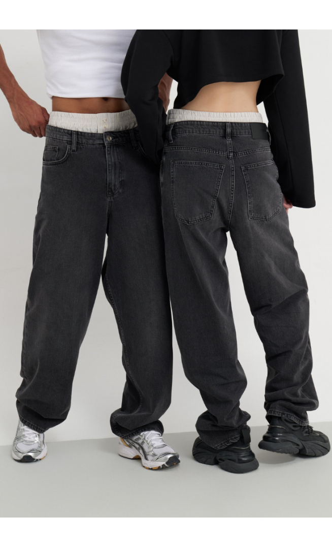 YOURTURN UNISEX - Baggy Jeans - black denim
