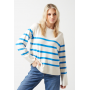 Pieces Knit Striped Jumper in Blue and White