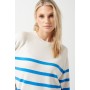 Pieces Knit Striped Jumper in Blue and White