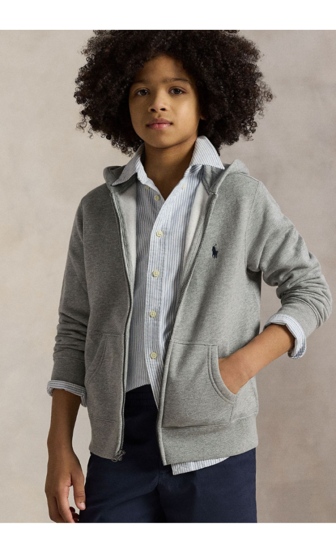 Grey Polo Ralph Lauren Logo Zip Hoodie