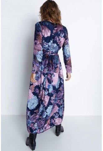 Warehouse Paisley Velvet Devore Plunge Maxi Dress