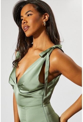 MissPap Premium Satin Tie Shoulder  Dress