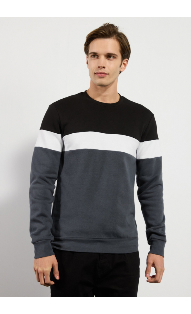 Pier One Sweatshirt - forged iron/white/black