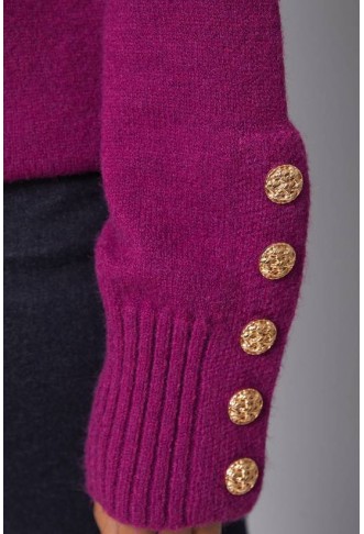 Wallis Rib Panel Button Sleeve Jumper