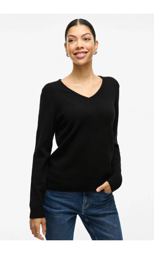 Vila KNIT TOP - Black