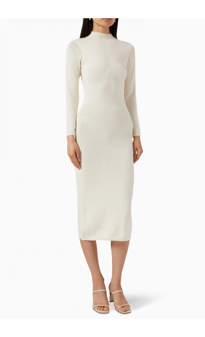 Conquest Cut-out Midi Dress in Stretch Cotton-knit