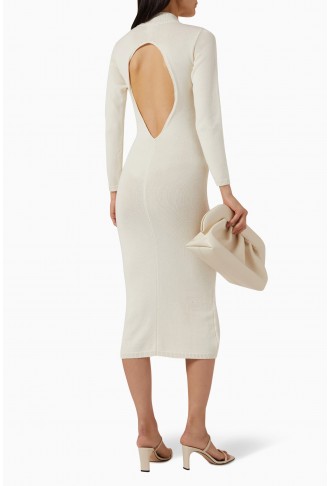 Conquest Cut-out Midi Dress in Stretch Cotton-knit