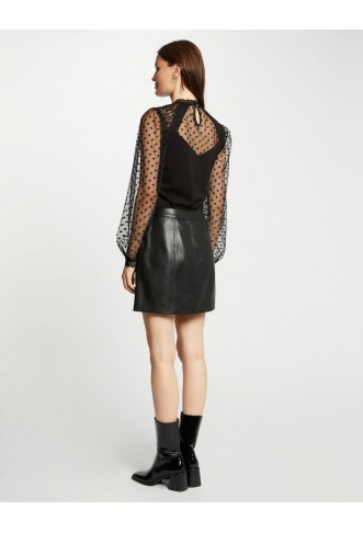 Long-sleeved t-shirt with lace black women