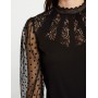 Long-sleeved t-shirt with lace black women
