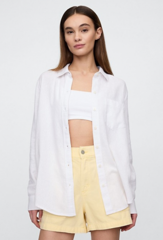 Linen-Blend Easy Shirt